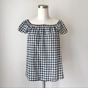 J C R E W • NWOT Gingham Off The Shoulder Blouse